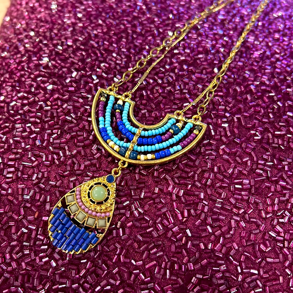 Longer Beaded Pendant Necklace-Boutique 26$